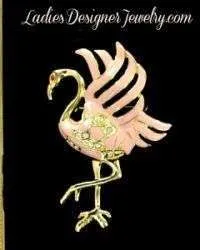 Vintage Pink Flamingo Crystal Rhinestone Brooch Designer Pins