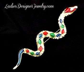 Vintage Rhinestone Diamondback Rattlesnake Pin Brooch Jewelry Snakes