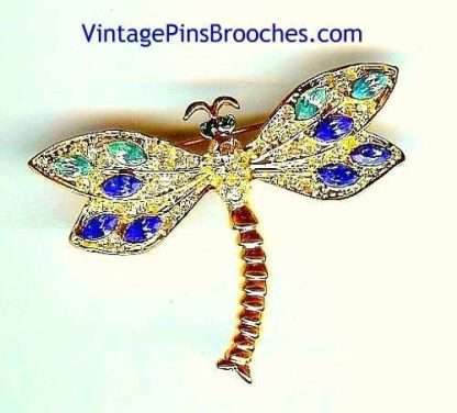 Vintage Rhinestone Dragonfly Pin Brooch